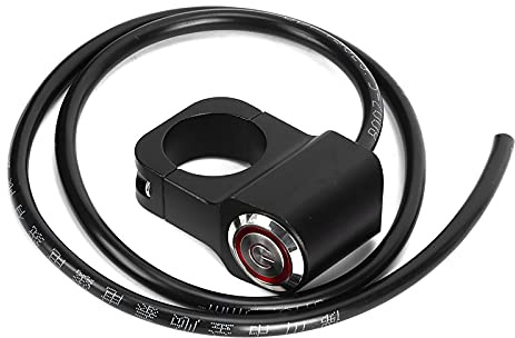 Interrupteur de phare de moto, interrupteur de guidon de moto, interrupteur de moto, 12V 25mm/0.98in étanche en acier inoxydable LED Spots Interrupteur de guidon pour moto VTT Noir