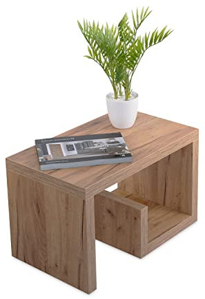 STEMA Seyfried Beistelltisch Gerd Wildeiche - Nachttisch, Couchtisch 60x37x36 - Keine Montage fest verleimter Wohnzimmertisch