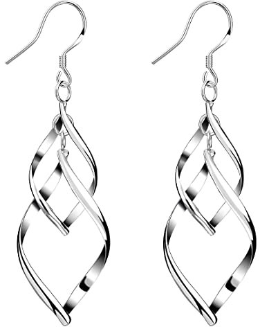 LEEQBCR 1 Paar Damen-Ohrhänger Sterling-Silber 925 lang Quast,Ohrhänger 925 Sterling Silber Damen Ohrschmuck, Silber