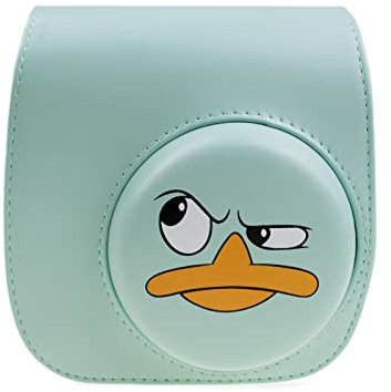 HIYQIN Sofortbildkameratasche kompatibel mit Instax Mini 11/9/8/8+, PU-Ledertasche mit verstellbarem Schultergurt (Enten-grün)