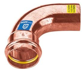 Sanpro Pressfitting Kupfer 90° Winkel - Bogen innen - außen, Größe V 15 (Kupfer Gas Wasser Trinkwasser Heizung Sanitär Fittings Fitting Kupferleitung)