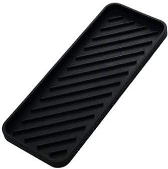 Silicone Mat for Hair Tools, Heat Pad for Curling Iron, Kitchen Sink Sponge Soap Holder, Heat Resistant Flat Iron Straighter Holder, Hot Tool Mat for Vanity Countertop Counter (Black)