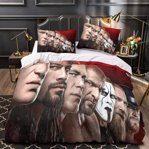FIKUP WEW Bettwäsche 135x200 cm,Roman Reigns Bettwäsche Set,2-teilig, Bettbezug Für Jungen Und Mädchen,Kissenbezug 80x80cm,doppelbett (B,135x200/75x50cm)