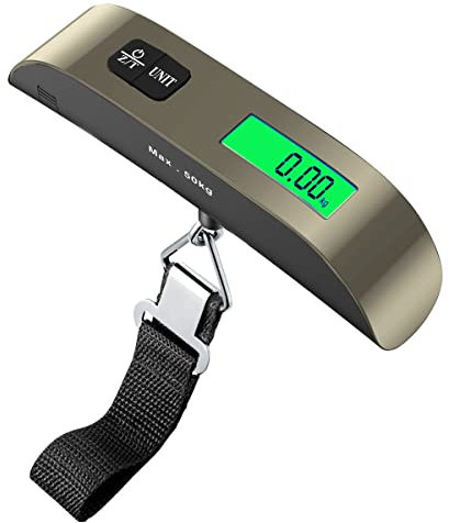 Pjp Electronics Travel Luggage Scale, Digital Luggage Weighing Scales for Suitcase with Temperature Reading 50 Kg Capacity (Gold)