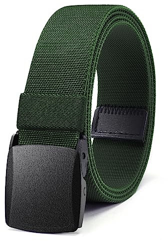 Bon4Extrao Straffes Elastischer Gürtel Herren für Arbeits, Stretchgürtel Herren 38mm für Wandern Reise Arbeitshose mit Leicht Taktische Metallfrei-Schnalle, Stufenlos Verstellbar, Grün