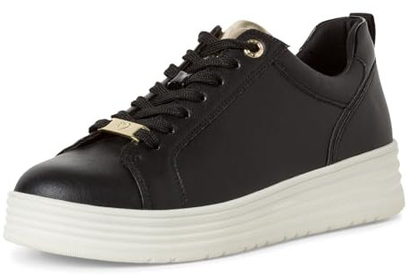 MARCO TOZZI Damen Plateau Sneaker mit Schnürsenkeln Bequem, Schwarz (Black Comb), 40 EU