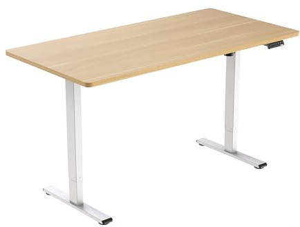 Sigma Elektrisch höhenverstellbarer Schreibtisch, P2-Grade Spanplatte/Metall/Kunststoff, 160x80x73.5-121 cm, 2-Gang-Motor, abgerundete Ecken, weiß