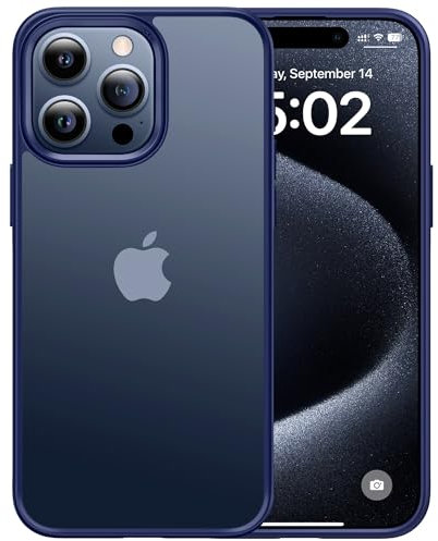 CASEKOO for iPhone 15 Pro Case Armor Shockproof [Upgraded Military Grade Protection] Anti-Scratch Bumper Hard Phone Case, (Anti-Fingerprint) Matte Translucent Cover for iPhone 15 Pro (6.1''/Blue)