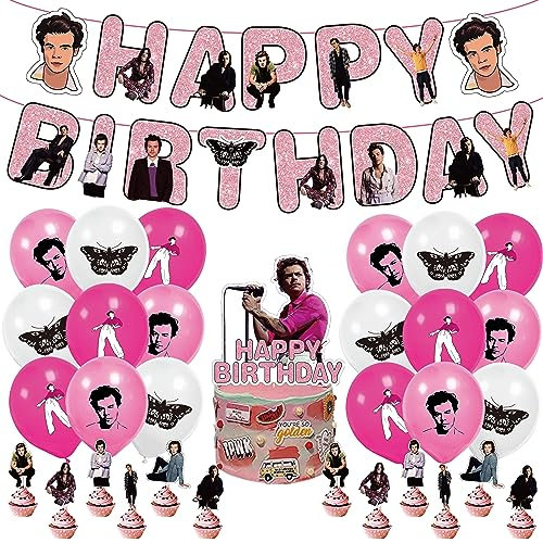 Singer Birthday Party Decorations, Singer Party Supplies Music Star Happy Birthday Banners Balloons Cupcake Cake Toppers for Fans