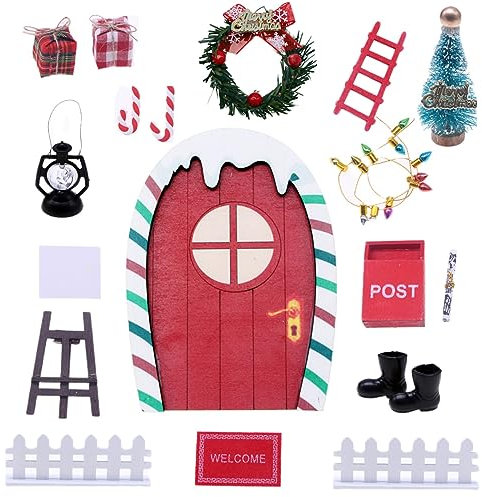 Les-Theresa 17 Pezzi Accessori Elfo Natale, Porta per Elfo di Natale, Accessori per Elfo di Natale, Accessori Casa Elfo Natale, Ideale per Decorare Pareti, Armadi E Porte nel Periodo Natalizio