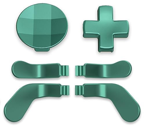 eXtremeRate 6 Pcs Metall D-Pads & Back Paddles Set für Xbox One Elite Controller, Swap Steuerkreuz&Trigger Tasten Knöpfe Ersatzteile für Xbox Elite Series 2/Series 2-Core Controller-Aqua Grün