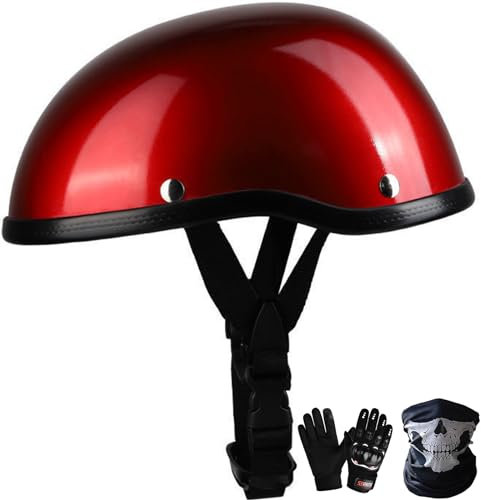 Aperto Caschi Da Moto Portatile Jet Casco Scodella ECE Omologato Retrò Motociclo Aperto Faccia Casco Donna Uomo Scooter Casco Per Moto,Adult Cruiser Chopper Mezzo Casco