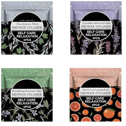 Aromatherapie-Dusche, Erfrischungsdusche, Tiefenreinigung, langanhaltend, aromatisch, für Zuhause, Aromatherapie, Bad, Dusche, 4 Stück Happy Po (Black, One Size)