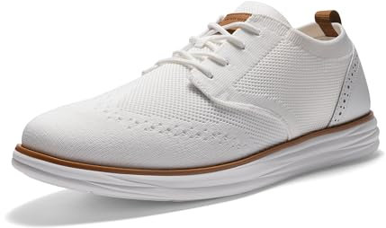 Bruno Marc Zapatos de Cordones Transpirables Zapatios de Vestir Oxfords Clásico Formales Derby para Hombre Verano con Plantilla Acolchada Comoda,Size 44,Blanco,SBOX2406M