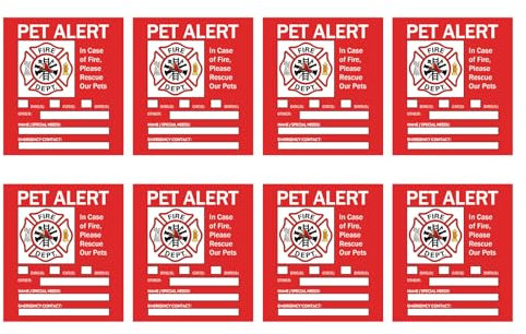 Puco Haustier-Warnaufkleber, Warnetiketten, wasserdicht und langlebig, Aufkleber für Hunde und Katzen, für Brandschutz, Notfall, Haustier-Warnaufkleber, Papier