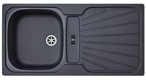 Liquida CMP5GR 1.0 Bowl Reversible Graphite Grey Kitchen Sink with Waste Kit