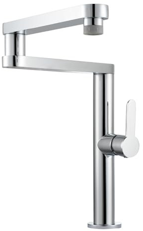 Tecmolog Küchenarmatur Klappbar Messing Mischbatterie Küche Einloch mit 2 Strahlarten, Heiß und Kalt Verfügbar, Chrom, BC1227