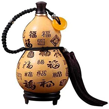 Flaschenkürbis,Reiner natürlicher Weinkürbis Krug, Natürliche Kürbisflasche, tragbare Outdoor-Flasche, chinesischer Stil, Dekorationen, natürlicher Kürbis, handgefertigter Wasserkocher, Bienenwachs, a