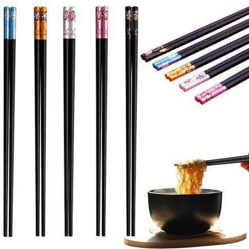 Baguettes Réutilisables,Baguette Chinoise,Baguettes Alliage,Baguettes en Métal Réutilisables,Baguette Japonaise Baguettes en Fibre de Verre Réutilisables Passent Pointe Texturée en Alliage