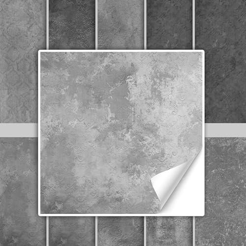 GRAZDesign Fliesenaufkleber Bad & Küche Grau Muster Textur Klebefliesen selbstklebend - 20x20cm / 10 Stück