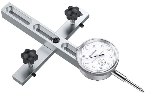 Neoteck 0-20mm Dial Indicator Table Saw Gauge with 0.75inch Width Anodized Aluminum Bar for Aligning and Calibrating Work Shop Machinery Table Saws Band Saws and Drill Presses