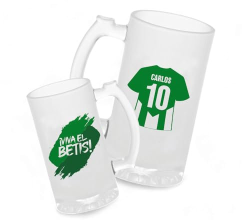 Jarra Cerveza Personalizada Fútbol Betis | Regalo Original para Aficionados | Camisetas Equipos | Diseño Único y Duradero (Betis)