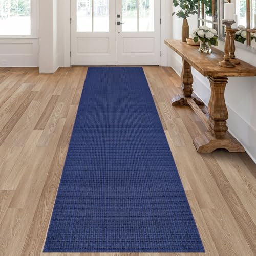 Fixseed Flur Läufer Teppich geflochtene Teppiche 90 x 300 cm Blau Lange Baumwolle waschbar Teppich Läufer für Küche Tür Schlafzimmer Bad Wohnzimmer Wäscherei Indoor Outdoor Bauernhof Teppiche