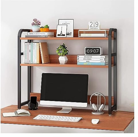 Generisch Schreibtisch-Organizer, 2 Etagen, Metallrahmen, großes Fassungsvermögen, Display-Aufbewahrungsregal für Büro, Arbeitszimmer, Schlafsaal, stehende Bücherregale (135 cm) (95 cm)