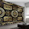Murals Photo Wallpaper Ancient Greek Geometric Rune Wallpaper 400 x 280 cm (WxH), 3D Children's Room Black-Gold Mural Wall Art Poster Picture, Boy Girl Bedroom Gift Decoration Wall Sticke