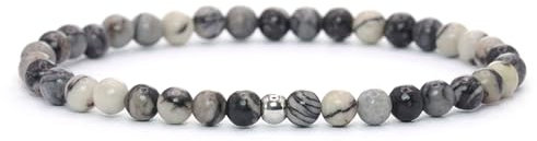 Echtes Matrix Jaspis Edelstein Armband mit 4mm Perlen - verschiedene Längen - Heilstein Schutzstein Talisman Glücksbringer Geschenk (Matrix Jaspis, 16CM)