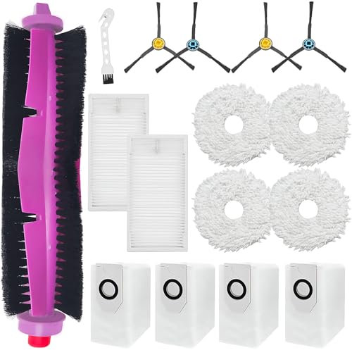 KimSin accesorios para Eureka J12 Ultra, para Midea V12 robot aspirador de repuesto, cepillo principal + 4 paños mopa + 4 bolsa de polvo + 4 cepillos laterales + 2 filtros