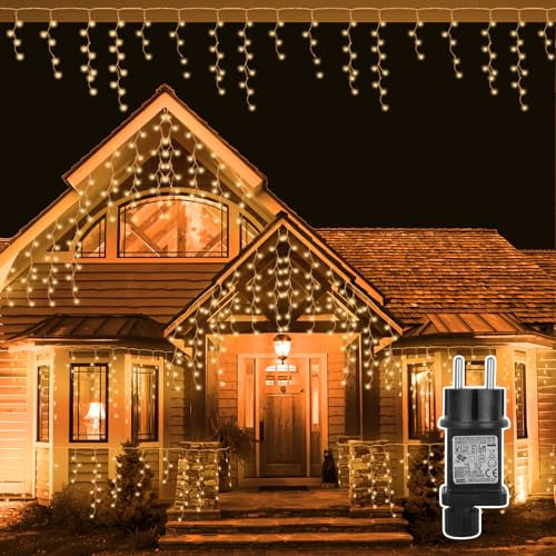 Withosent 10M Eisregen Lichterkette Außen 400 LED, 8 Modi Warmweiß Weihnachtsbeleuchtung Innen, IP44 Wasserdicht Eiszapfen mit Stecker für Party Garten Balkon Haus Hochzeit Beleuchtung Deko