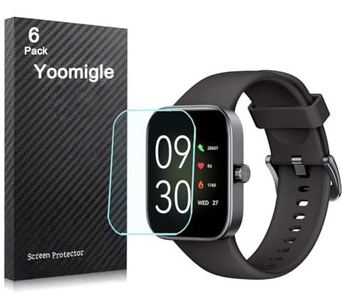 Yoomigle 6 Pack Compatible with ASWEE P4 1.85'' Smart Watch Screen Protector Film Compatible for AZTTKIA P4 1.85 Inch Smartwatch Screen Protectors Foils Cover Crystal Clear HD Anti-Scratch