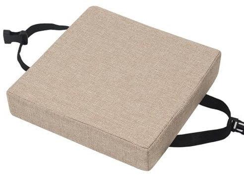 HLXHG Stuhlkissen 40x40/35x35cm, Bequeme Waschbare Sitzkissen Stuhl Leinen Sitzpolster Mit rutschfeste Schnalle, Dickes 5cm Kissen für Gartenstuhl, Küche, Schule, Boden, Büro,Khaki,35x35x5cm