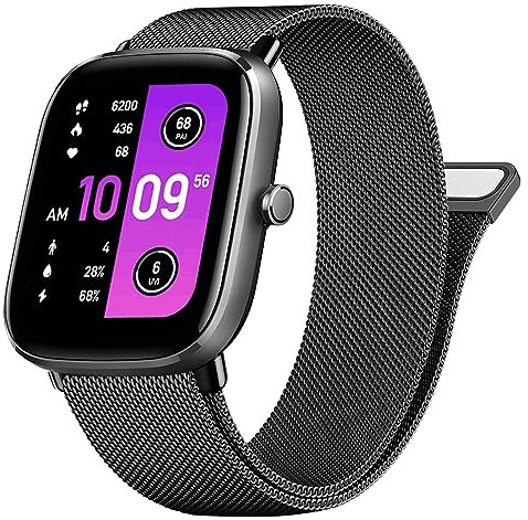 Meliya Correa para Amazfit GTS 2 Mini/GTS 4 Mini/GTS 4/GTS 3/GTS 2e/GTS 2/GTR Mini/GTR 42mm/Amazfit Active,Metal Acero Inoxidable Magnética Pulseras Repuesto para Amazfit GTS Hombre Mujer(Negro)