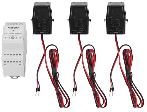 ZAWELIYO WiFi Energy Monitor 3 Phase 4 Wire Smart APP Control Electricity Usage Meter with Relay and 3x120A Clamp CT 90‑250VAC, with Data Analysis