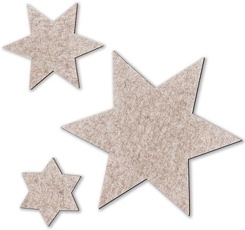 MIQIO® Design Filz Sterne 3er Set I 29 cm/ 16cm / 11 cm I Winter Weihnachten Tischdeko I nachhaltige Oekotex Untersetzer für Gläser, Kerzen, Vasen I beige