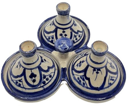 Mini Tajine Triple Porte Épices en Céramique Terre cuite Marocaine de Safi - Élégance Artisanale 0811241510 Tunisie Turquie Ethnique Modno