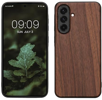 kwmobile Hülle kompatibel mit Samsung Galaxy A36 5G Hülle - Holz Case - stoßfestes Handy Cover - TPU Handyhülle in Dunkelbraun