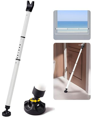 Barre de Sécurité pour Portes Coulissantes, Bloque-Porte de Sécurité Réglable pour Maison & Voyage, Securite Porte d'entrée avec Base Anti-Dérapante, Protection Anti-effraction pour Hôtel/Appartement