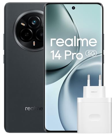 realme 14Pro 5G Smartphone 12+512 GB Teléfono Móvil, Procesador Dimensity 7300, Batería 5280mAh Carga Rápida de 45W,120Hz 6.77 OLED Pantalla, Cámara Triple de 50MP OIS, Negro