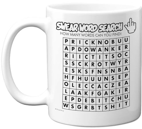 Novelty Rude Mug for Women Men - Swear Word Search - Funny Birthday Mugs Present Gifts for Friend Family Colleague, 11oz Ceramic Coffee Humour Joke Banter Cup