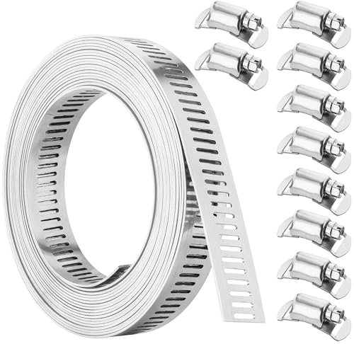Poppstar Fascette stringitubo con nastro perforato in metallo, nastro continuo 3,5m, larghezza nastro 12,7mm, 10 pezzi di fissaggio