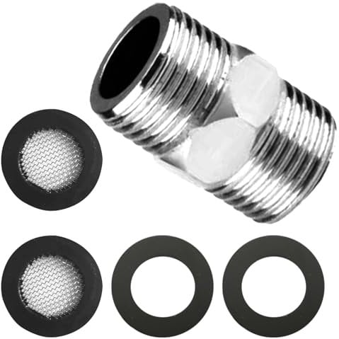 Flexschlauch 1/2 Zoll,1/2 Duschschlauch Adapter Edelstahl Doppelnippel,Hahnverlängerung 1/2 Zoll,Duschschlauch VerlängerungDoppelnippel wird mit 2 passenden Filtern und 2 Dichtungen geliefert