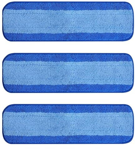 3 Pack Microfiber Cleaning Pads for Bona, 18 Inch Washable Scrub Mop Head Replacement Reusable Mop Refill Pads for Hardwood Laminate and Hard-Surface Floor