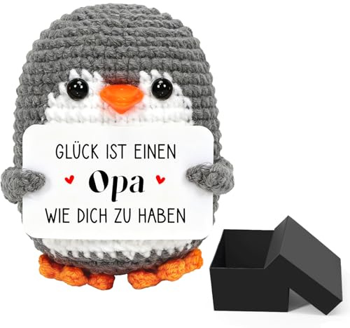 Montrestar Mini Pinguin Geschenke für Opa, Vatergeschenke, Beste Opa Geburtstags Geschenke von Enkel Enkelin, Pocket Hug Pinguin Puppe, Geschenk für Geburtstag Weihnachten Silvester Oster Vatertag