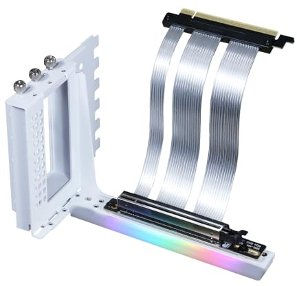 GIGA-MEGA Câble élévateur PCIe X16 GEN5 avec support de montage vertical pour GPU PCIe 5.0 pour Future RTX5090 (support blanc V3)