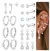Kakonia Ohrringe Gold Silber Chirurgenstahl Piercing Ohr Hypoallergene Helix Piercings Medizinische Silber Ohrringe Damen Frauen 14K Vergoldet Ohrstecker Creolen Set Herz Conch Helix Tragus Piercing