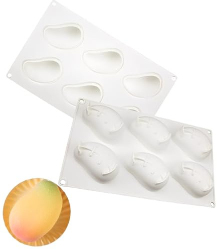 TAKONE Silikonform Mango 6 Mulden 3D Früchte Dessertform Mousse Gelee | 6 Mulden 3D Mangoform – lebensmittelecht, -40 bis 230°C, antihaft, flexibel