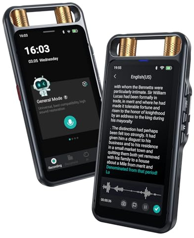 AI Voice Recorder mit Wiedergabe, Digitales Diktiergerät mit Transkription zu Text, Zusammenfassung, Übersetzung, Full Touchscreen Recorder Gerät für Meetings, Vorträge, Interviews mit 80GB Speicher